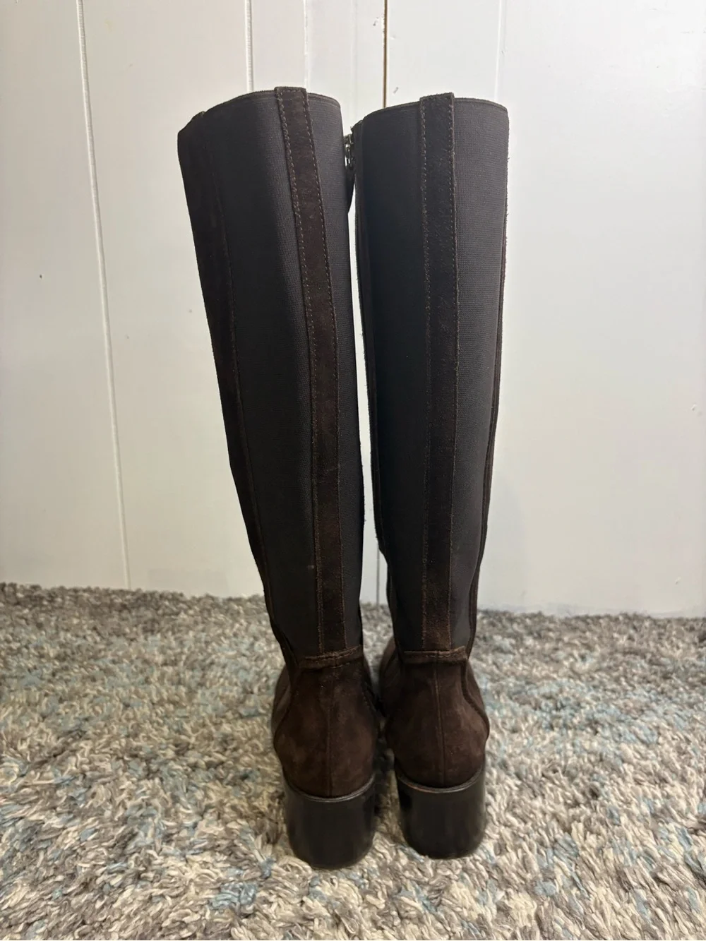Aquatalia Boots Womens 7.5 Soft Suede Tall Riding Knee High Italy Dark Brown